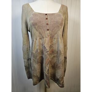 One World Fit & Flare Bohemian Babydoll Blouse Women’s Size M Gypsy Whimsy